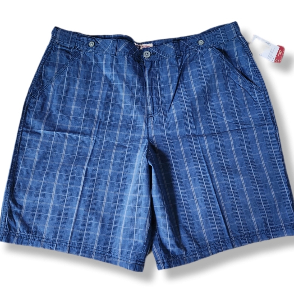 Faded Glory Blue Flat Front Shorts Relaxed Fit Sz 18